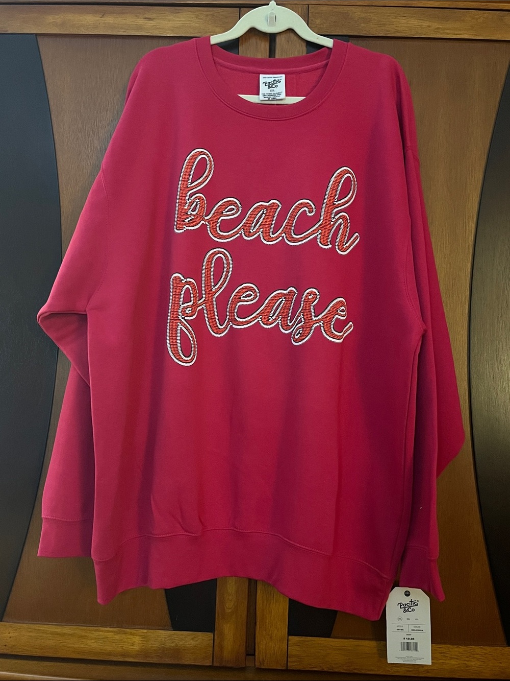 NWT Pacific & Co. Fuchsia Pink "Beach Please" Graphic Sweatshirt
